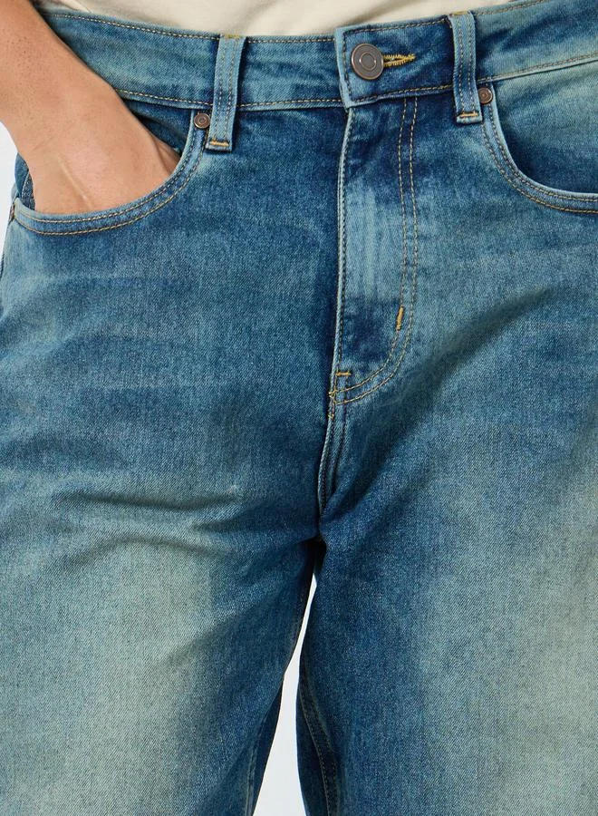 Styli Men Light Blue Mid Wash Relaxed Fit Jeans